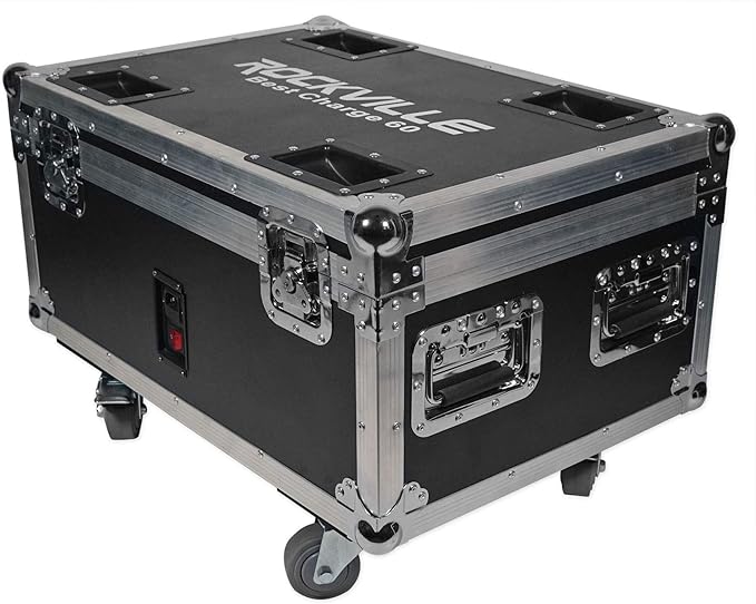 Rockville Best Pack 60 (6) Black 54W Battery Wash Lights, RGBWA+UV, Wireless DMX, Charging Case, Long-Life Battery, LCD Display, for DJs and Events