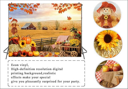 LTLYH 8x6ft Fall Photography Backdrop Autumn Pumpkin Harvest Barn Backdrop Thanksgiving Party Decor Banner Backdrops 184