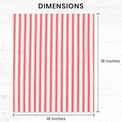 Cloth Napkins Pk of 6 |Spring Easter Basket Decor Christmas Washable Cotton Dinner Cloth Napkins|Red and White French Stripes 18x18 in Kitchen Party Hotel BBQ Restaurant Dinner Napkins