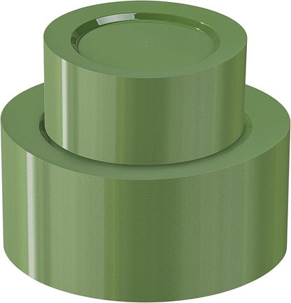 I00000 102 Pcs Green Plastic Plates, Green Disposable Plates Include 51 Dinner Plate 10’’ and 51 Dessert Plate 7’’ Perfect for Birthday, Party & Wedding