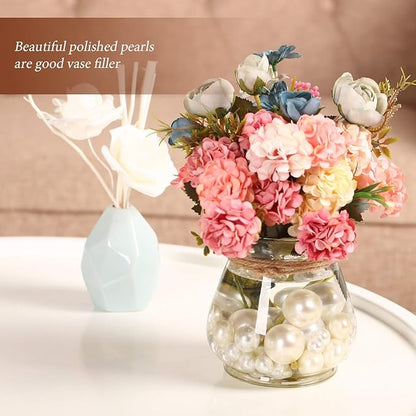 Hicarer 120 Pieces Pearl for Vase Filler Pearl Bead Vase Centerpieces Brush Holder Assorted Round Faux Bead for Crafting, Home Wedding Table Decor 14/20/30 mm(Creamy White, White)