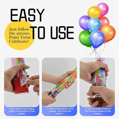 Confetti Poppers 12Pack Streamer Confetti Cannon 12inch Multicolor Confetti Party Poppers Foil Confetti Streamer Poppers Blaster for Wedding Birthday Graduation Party Christmas New Year Celebration