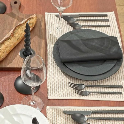 KINGSTONE 40 Pcs Black Hammered Silverware Set for 8, 18/10 Stainless Steel Heavy Duty Flatware Set, Tableware Cutlery Utensil Sets for Home Restaurant Dishwasher Safe