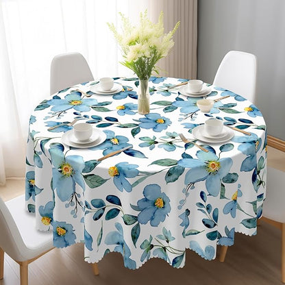 Eikione Summer Round Tablecloth,Tablecloth Waterproof and Wrinkle-Free, Round Table Covers, Summer Decorations for Home 60inch