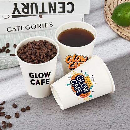 Custom Paper Cups, Personalized Disposable Cups With Photo/Logo/Text, Custom Logo Printed Paper Coffee Cup for Company Office Coffee Shop Party Wedding Events, 8oz/12oz/16oz