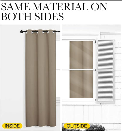 NICETOWN Taupe Room Darkening Curtains for Kitchen, Set of 2, 42 inches Wide by 78 inches Long, Window Treatment Thermal Insulated Solid Grommet Room Darkening Curtains/Drapes for Bedroom