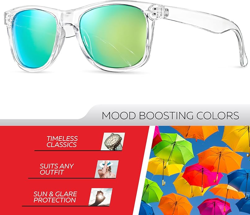 Retro Rewind Polarized Sunglasses for Men and Women - UV Protection Classic Sun Glasses