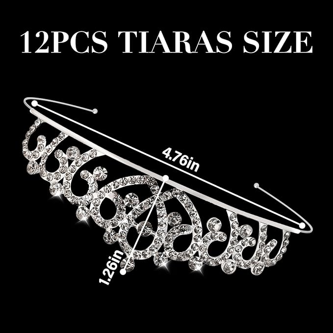 12 Pcs Tiaras Crowns Headbands for Women Girls Silver Princess Tiara Bulk Crown Tiaras Rapunzel Crown for Wedding Birthday Crystal Tiara for Prom, Bride, Pageant, Halloween