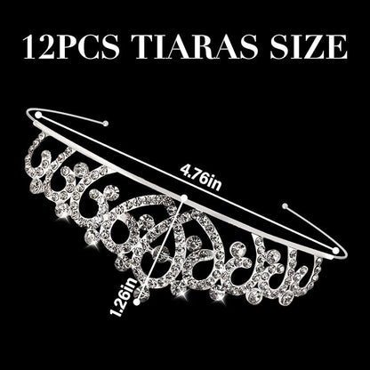 12 Pcs Tiaras Crowns Headbands for Women Girls Silver Princess Tiara Bulk Crown Tiaras Rapunzel Crown for Wedding Birthday Crystal Tiara for Prom, Bride, Pageant, Halloween