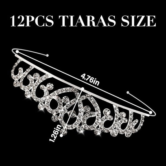 12 Pcs Tiaras Crowns Headbands for Women Girls Silver Princess Tiara Bulk Crown Tiaras Rapunzel Crown for Wedding Birthday Crystal Tiara for Prom, Bride, Pageant, Halloween