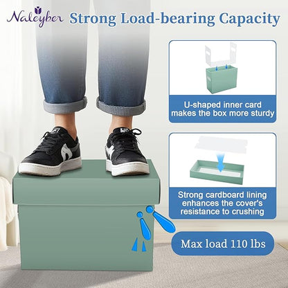 File Organizer Box with Lid & Handle, Heavy Duty Hanging File Folder Storage Boxes for Letter Size, Portable Filing Organizer for Office, Home, Classroom, Sage 4 Pack