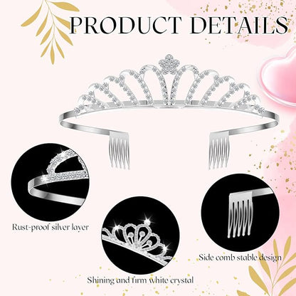 24 Pcs Crystal Tiara Headbands for Women Princess Headband Crown with Combs Tiaras and Crowns for Pageant Bridal Wedding Prom Party Gifts