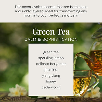 Air Esscentials Clean Scented Soy Candles, Soy Wax Blend with Luxury Fragrance, Aromatherapy Candle for Home & Office, 70 Hour Burn Time, Green Tea, 11 oz.