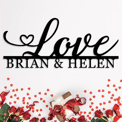 Personalized Love Name Signs for Couple, Custom Love Symbol Heart Metal Sign, Valentines Day Sign, Infinity Wall Decor, Home Wall Decor, Housewarming Present
