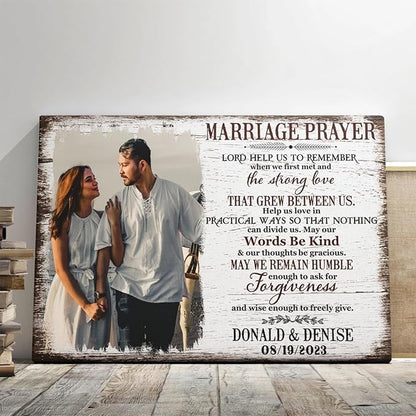 Dem Canvas Personalized Canvas Prints, Custom Photo And Name, Marriage Prayer Canvas with Photo, Custom Couple Wall Art, Wedding Engagement Anniversary Valentines Gift (24x16)
