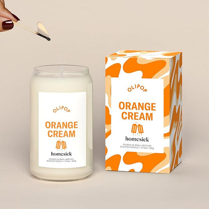 Homesick – Olipop Orange Cream Scented Candle – Premium 13.75 oz Soy Wax Candle in Glass Jar with Cotton Wick, 60–80 Hour Burn, Nostalgic Citrus Vanilla Scent, Wedding & Engagement Gifts for Couples