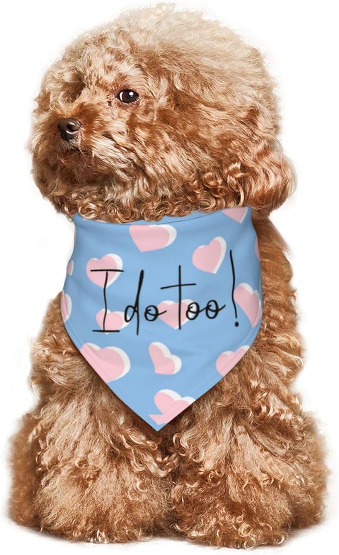 I Do Too Dog Wedding Bandana,Wedding Photo Prop for Dog Lover Pet Scarf AccessoriesMarried Puppy Pet Bandanas Engagement Announcement Gifts (Blue Love)