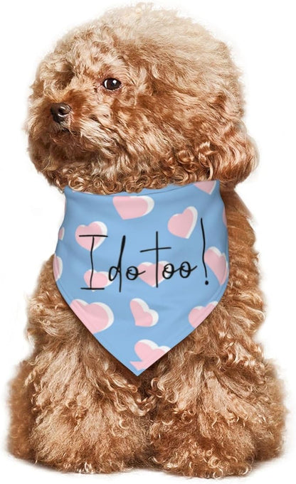 I Do Too Dog Wedding Bandana,Wedding Photo Prop for Dog Lover Pet Scarf AccessoriesMarried Puppy Pet Bandanas Engagement Announcement Gifts (Blue Love)