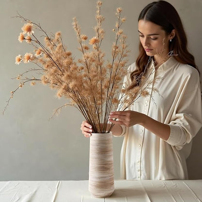 ALMA 9 Inch White Ceramic Flower Vase for Lego Flower Bouquet|Small Pampas Grass Vase for Home Decor,Tabletop, Bookshelf, Mantle,Living Room
