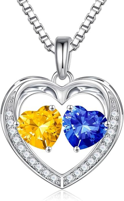 Iefil Christmas Gifts for Women Wife - 925 Sterling Silver Heart Birthstone Necklace, Anniversary Birthday Gifts for Women Wife Girlfriend Mom, Birthstone Jewelry Gift for Her