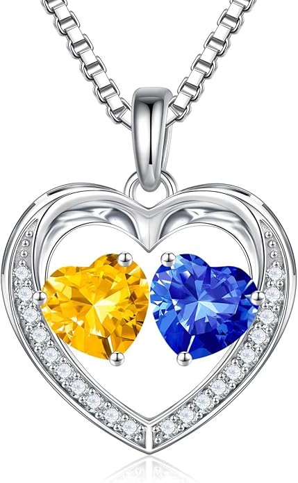 Iefil Christmas Gifts for Women Wife - 925 Sterling Silver Heart Birthstone Necklace, Anniversary Birthday Gifts for Women Wife Girlfriend Mom, Birthstone Jewelry Gift for Her
