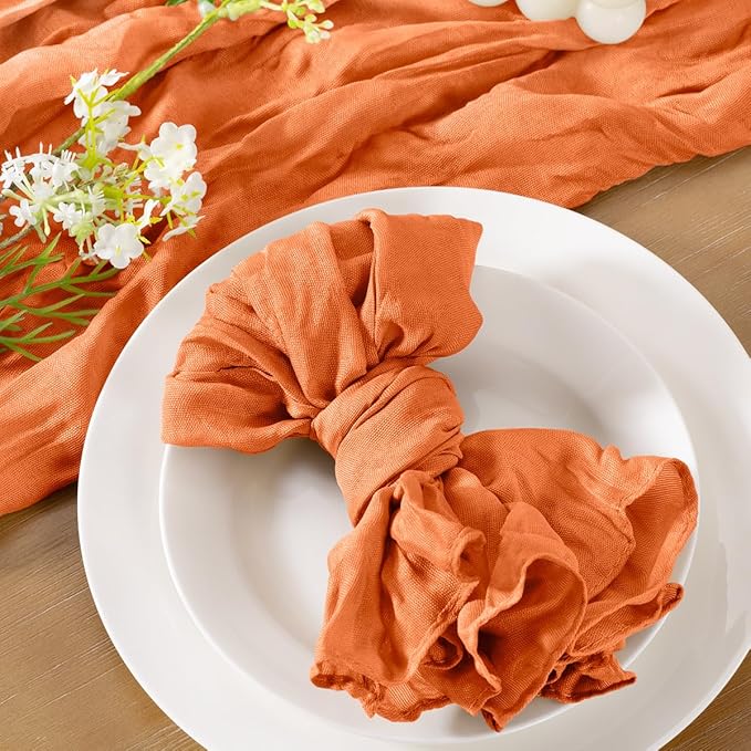 Socomi Orange Cheesecloth Napkins Fall Thanksgiving Cheese Cloths Gauze Set of 50 Boho Washable Dinner Table Napkins for Wedding Party Baby Shower Birthday Party Decor