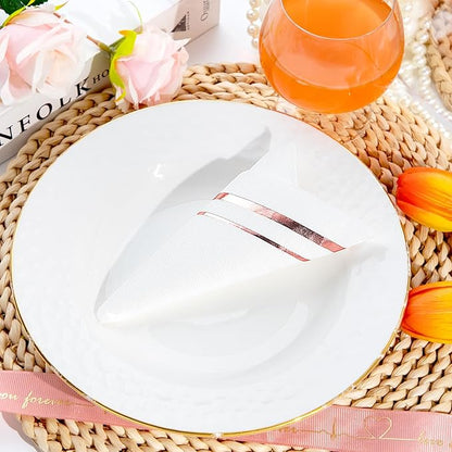BUCLA 100-Count 3-Ply Rose Gold Napkins - Rose Gold Dinner Napkins Disposable Premium Quality - Paper Napkins Soft, Absorbent for Parties, Weddings or Events