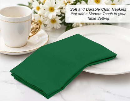 Zoyer Cloth Napkins Set of 12, 18x18 Inches Cotton Enrich Napkins Cloth ‎Washable, Soft & Durable Dinner Napkins for Parties, Wedding, Christmas, ‎Thanksgiving & Everyday Use - Dark Green