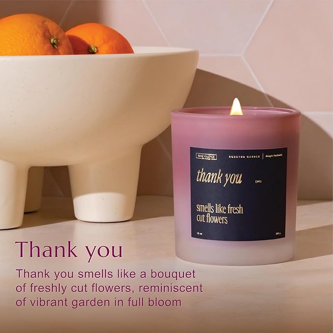 Benevolence LA Thank You Scented Candles | 10 oz, 40-50 Hour Burn, Thank You Gifts for Women, Men Coworkers | Appreciation Gifts for Best Friend | Fall Candles - Smells Like Fresh Cut Flowers