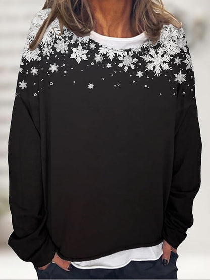 LOAIHA Christmas Shirts for Women Crewneck Snowman Snowflake Santa Graphic Shirts Christmas Tree Long Sleeve Xmas Hoodie