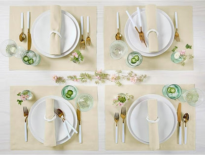 Solino Home Linen Napkins Set of 4-100% Pure Linen Birch Dinner Napkins Cloth 20 x 20 Inch for Fall, Autumn - Fete, Handcrafted and Machine Washable