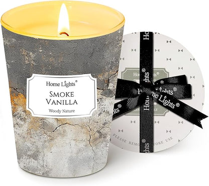 HomeLights Large jar Candle | 1-Wick Long-Lasting Scented Candles, 6.7oz Natural Soy Wax Candle for Home Scented, Industrial Chic Gifts for Women & Men, Smoke Vanilla