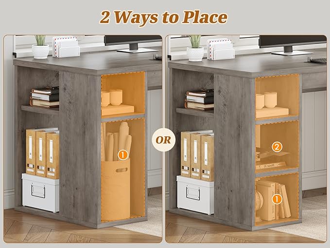 SEDETA Farmhouse 96.5" Computer Desk with Drawers, 2 Person Home Office Desk, Gaming Double Desk with Storage Shelves, Long Two Person Writing Desk (Grey)