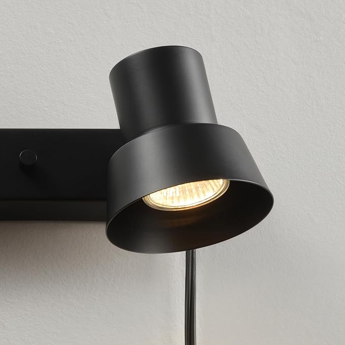GLOBE Electric 64000115 22" 3-Light Plug-in Track Lighting, Matte Black, Adjustable Pivoting Heads, 15-Foot Cord, in-Line on/Off Rocker Switch, Modern Ceiling Light Fixture for Apartments or Renters