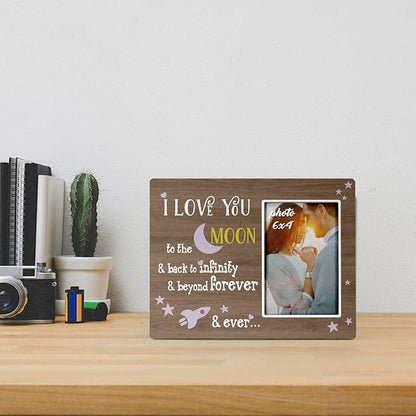 KU-DaYi Inspirational Couples in Love Gifts For Valentine's Day Engagement Wedding,Couples Wall & Tabletop Photo Frame 4″×6″,I Love You To The Moon & Back To Infinity & Beyond Forever & Ever - F113