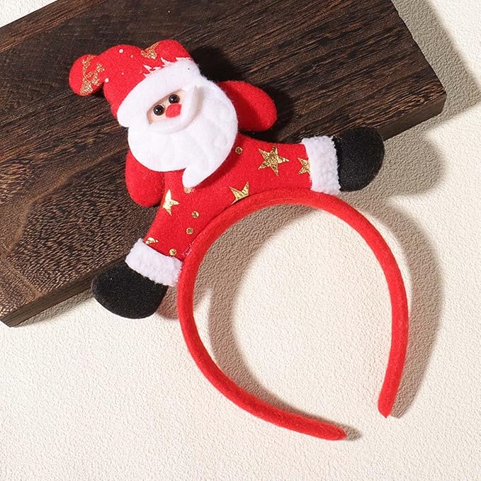 3Pcs Christmas Headbands Cute Santa Claus Antlers Xmas Hat Christmas Hair Accessories Great Fun of Festive for Christmas Party Favors Holiday Favors Photos Booth