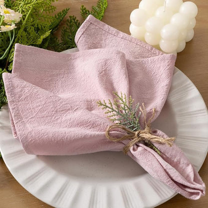 Socomi Cloth Napkins Pink Fall Thanksgiving Washable Reusable Bulk Linen Cotton Napkins Set of 4 17"x17" for Wedding Party Bridal Baby Shower Birthday Dining Table Decorations