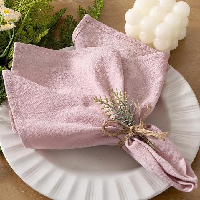 Socomi Cloth Napkins Pink Fall Thanksgiving Washable Reusable Bulk Linen Cotton Napkins Set of 10 17"x17" for Wedding Party Bridal Baby Shower Birthday Dining Table Decorations