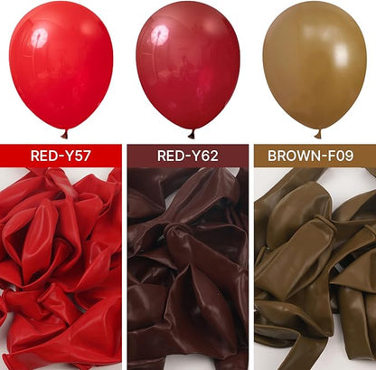 PartyWoo Burgundy Balloons 101pcs 12 Inch Dark Chestnut Red Maroon Helium Balloons for Graduation Wedding Thanksgiving Birthday Bachelorette Citizenship Strawberry Theme Party Decorations Red-Y62