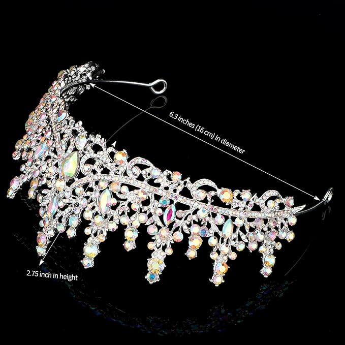 COCIDE Silver Tiara and Crown for Women Crystal Queen Crowns Princess Rhinestone Tiaras for Girl Bride Wedding Hair Accessories for Bridal Birthday Party Prom Halloween Costume Cosplay