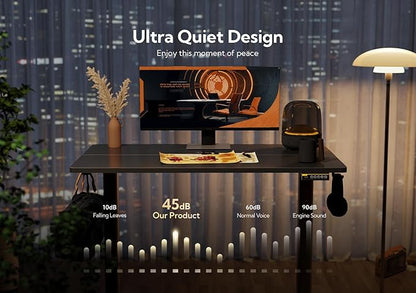 Claiks Electric Standing Desk, Adjustable Height Stand up Desk, 48x24 Inches Sit Stand Home Office Desk with Splice Board, Black Frame/Black Top