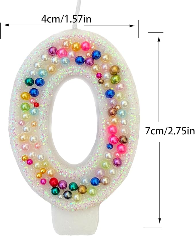 Birthday Candles, Pearl Sequin Number Candle Party Supplies (Number-0)