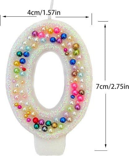 Birthday Candles, Pearl Sequin Number Candle Party Supplies (Number-0)