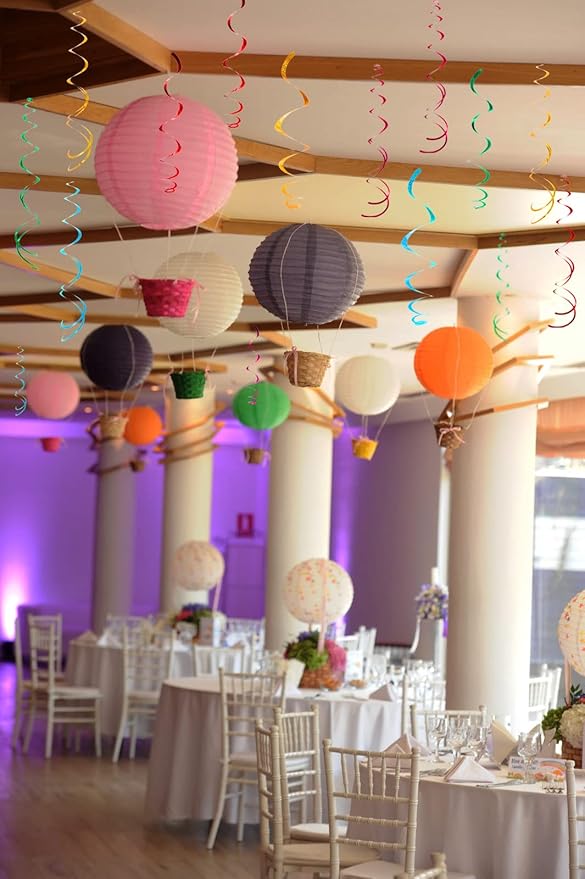 30 pcs Purple Hanging Swirl Decorations Swirls Party Decorations Plastic Party Streamer for Ceiling, 26"