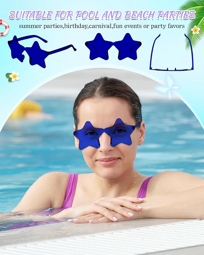 Wholesale 48 Pack Rimless Star/Heart Sunglasses Bulk Adults Unisex, Fun Colorful Star Heart Glasses Party Favors