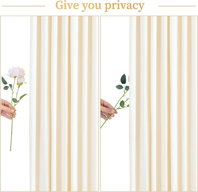 10 Panels Champagne Backdrop Curtain for Parties Wedding Baby Shower Wrinkle Free Photo Curtains Backdrop Drapes Fabric Decoration for Bridal Shower 50ft(W) x 10ft(H)