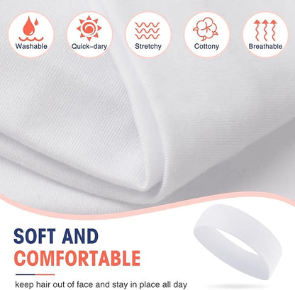 Hotop 20 Pcs Sport Stretchy Headbands for Girls Women Non Slip Soft Fabric Elastic Headband Bulk for Yoga DIY Team Gifts
