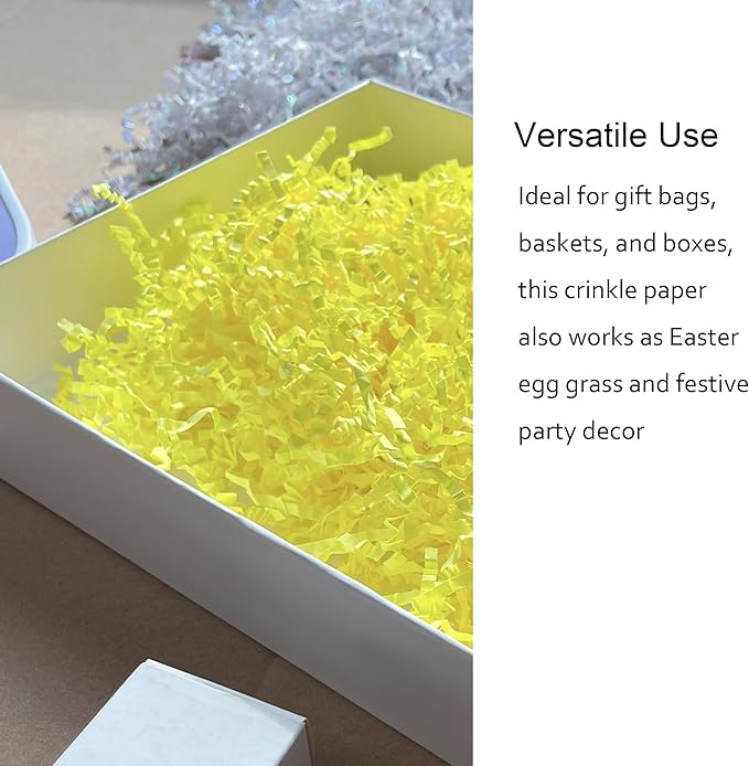 Yellow Crinkle Cut Paper Shred 2 LB Gift Basket Filler Box Stuffing