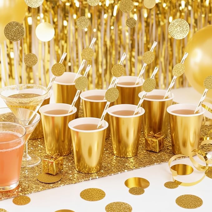 200 Pcs Gold Confetti, Circle Dots Glitter Confetti, 3 Sizes Gold Table Decorations, Metallic Paper Golds Table Confettis for Party, Wedding, Birthday and Event Decor