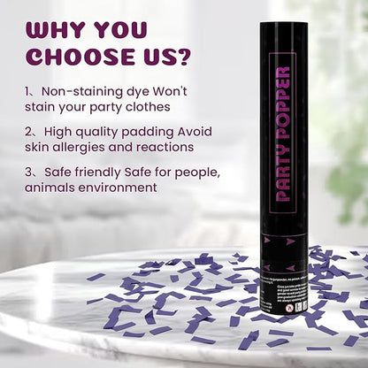 Confetti Poppers Purple Confetti Cannon 12 Pack Party Poppers Biodegradable12 inch Wedding Party Confetti Bulk Streamer Confetti Cannon Launches up to15-25ft for Christmas Birthday Graduation New Year